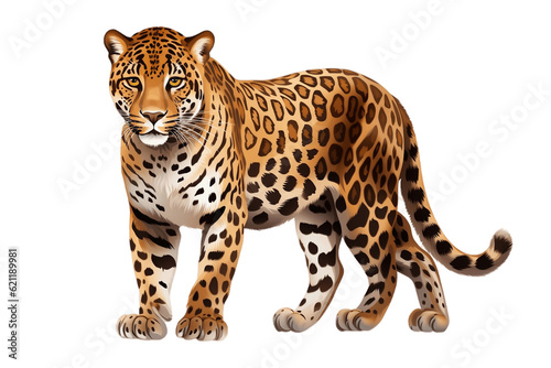 A majestic leopard on a clean transparent background, perfect for decoration and design purposes, Generative Ai