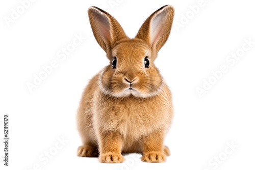 A cute rabbit isolated on a transparent background, Generative Ai