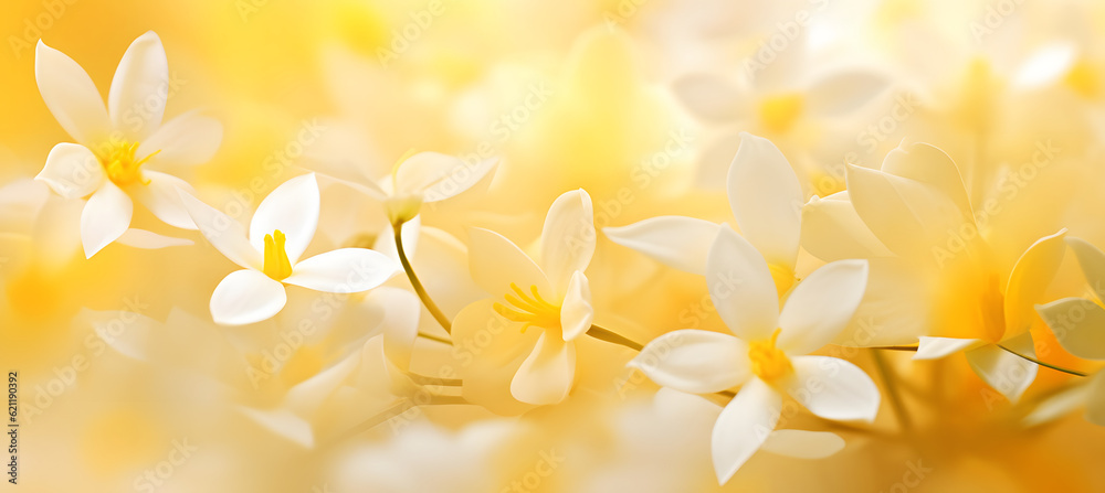 Fototapeta premium Radiant Nature's Artistry: Yellow Jasmine Flower Close up