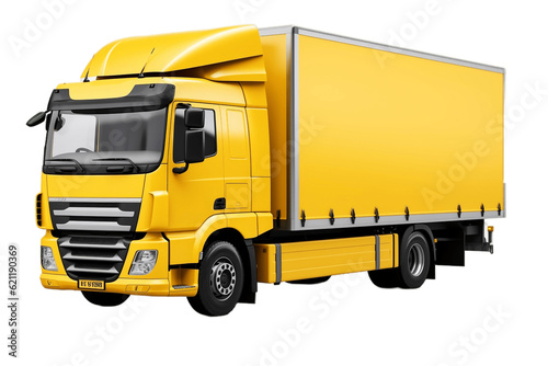 High-quality transparent PNG of a yellow truck is available, Generative Ai