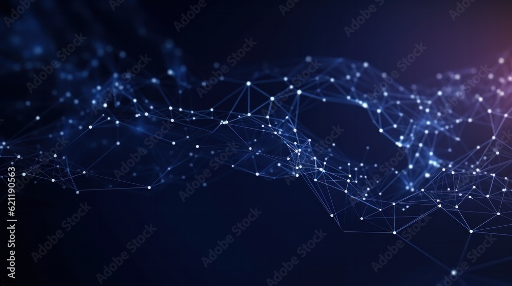 Abstract technology net background with blue light waves