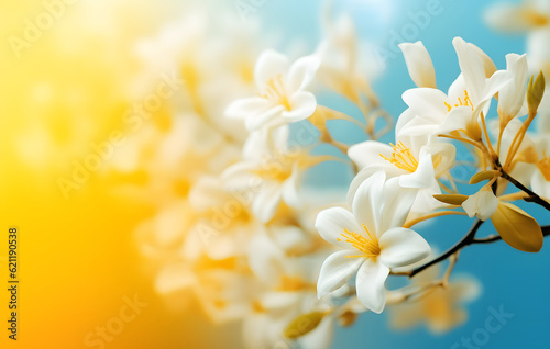 Radiant Nature's Artistry: Yellow Jasmine Flower Close up