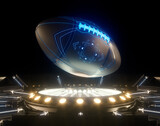 Futuristic American Footbal Ball And Stage