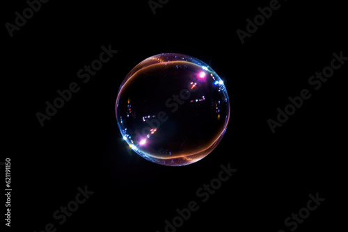 Soap bubbles floating in the air, Generative AI