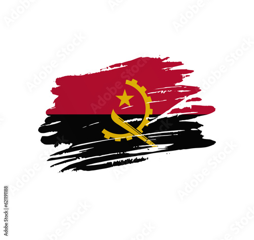 Angola flag - nation vector country flag trextured in grunge scratchy brush stroke.