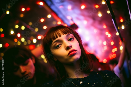 female teens at party shot with lofi lomo camera made with generative ai photo