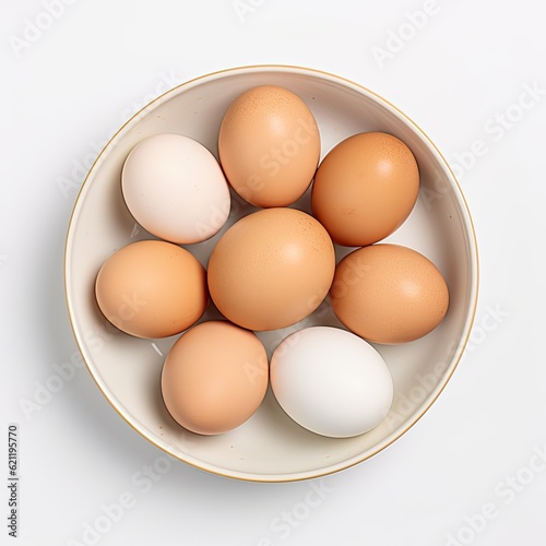 basked of eggs on a white background - created using generative Ai tools