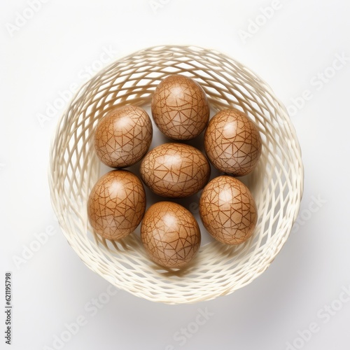 basked of eggs on a white background - created using generative Ai tools