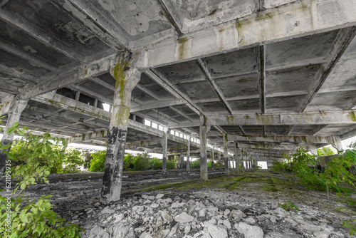 Abandoned building interior.