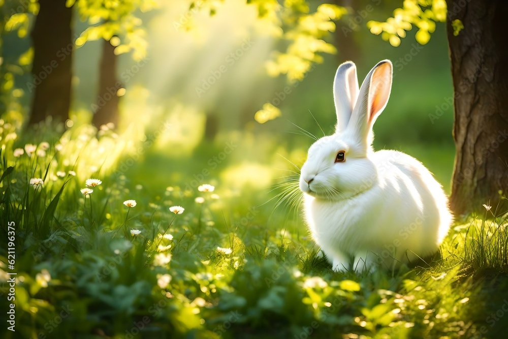 rabbit in the grass GENERATIVE AI