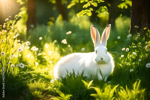 easter bunny in grass GENERATIVE AI