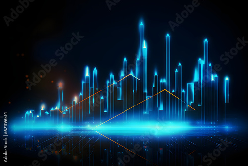 Digital Transformation, Big Data, Business Growth, and Currency Stock. Illustrating Investment Economy chart