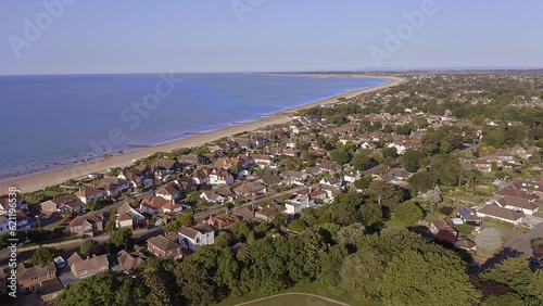 Aerial video from West Beach of Aldwick Beach and Aldwick Avenue a parish village to the east of Bognor Regis in West Sussex, Southern England. photo