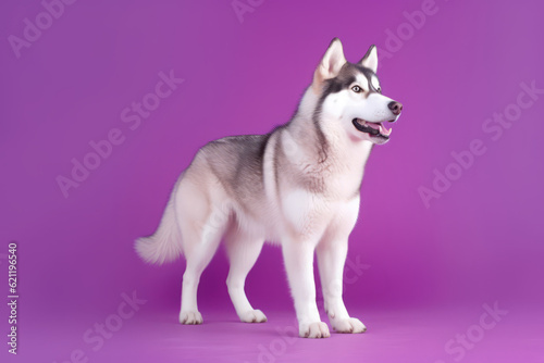 Cute Siberian Husky in nature  national geography  Wide life animals. AI Generated.