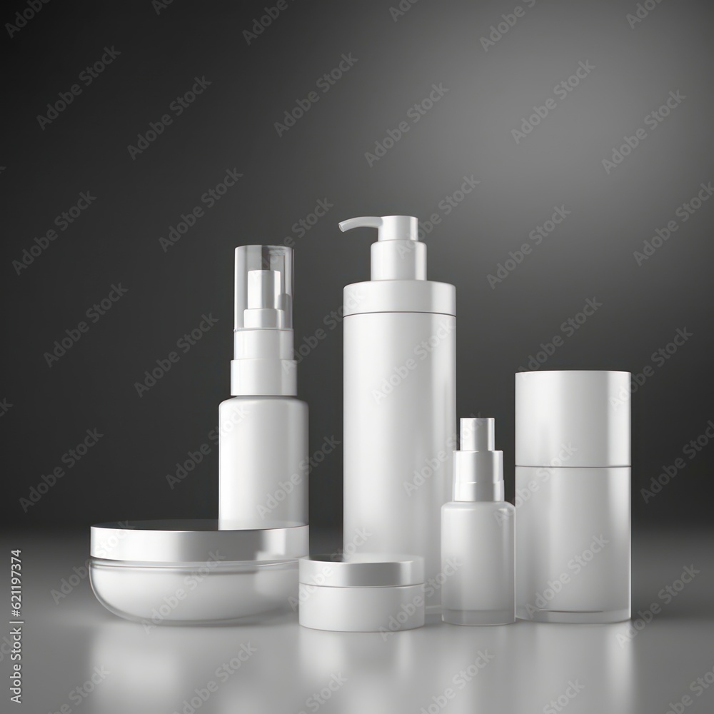 Mock up skincare product for presentation/promotion on a minimalist background. Generative AI Mock up skincare product for presentation/promotion on a minimalist background. Generative AI