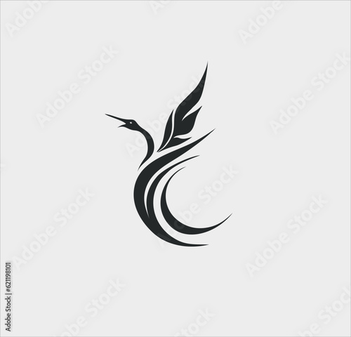 Bird paradise icon vector silhouette, bird paradise logo illustration design