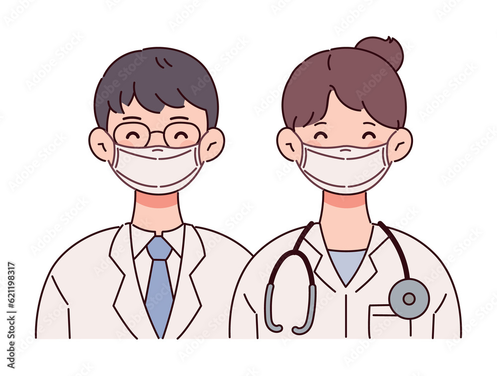 male and female doctors.