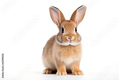 A cute rabbit isolated on a white background, Generative Ai © Haider