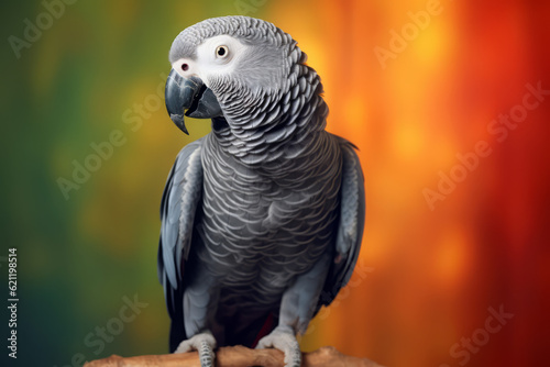 Very cute African grey parrot  in nature  national geography  Wide life animals. AI Generated.