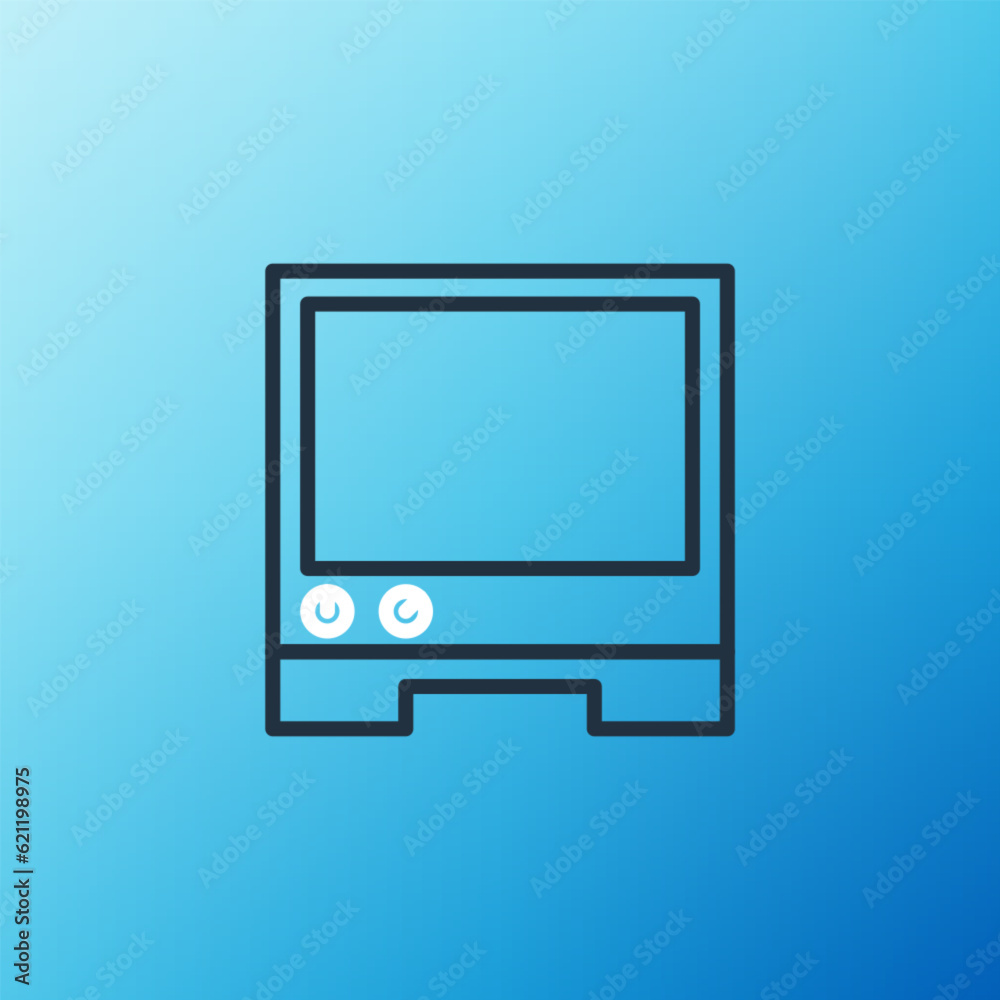 Line Voice assistant icon isolated on blue background. Voice control user interface smart speaker. Colorful outline concept. Vector