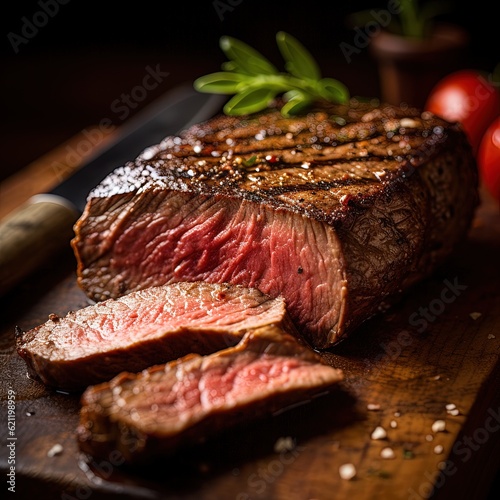Texas steak photo - realistic, Culinary Photography, delicious, vibrant colors, natural lighting, appetizing mood, indoor setting