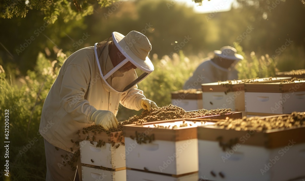 beekeeper working in the garden beekeeper working in the garden