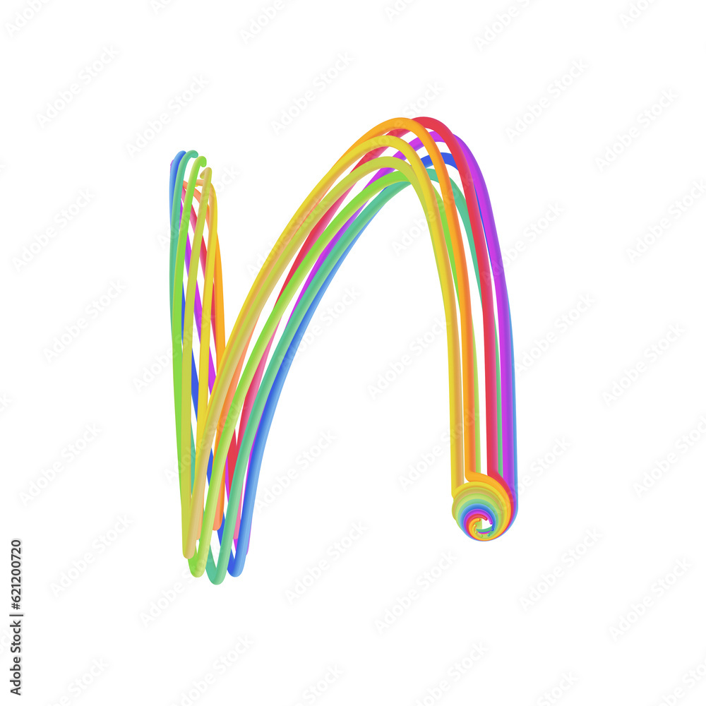 n alphabet letter , illustration hand drawing 3D n alphabet letter , illustration hand drawing 3D