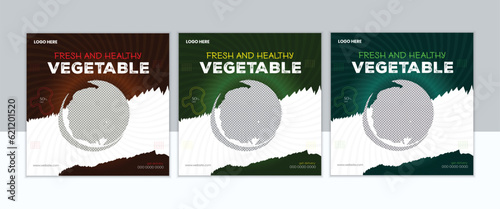 vegetable  Fast food restaurant  marketing social media post or web banner template design with abstract background, logo and icon. Fresh pizza,