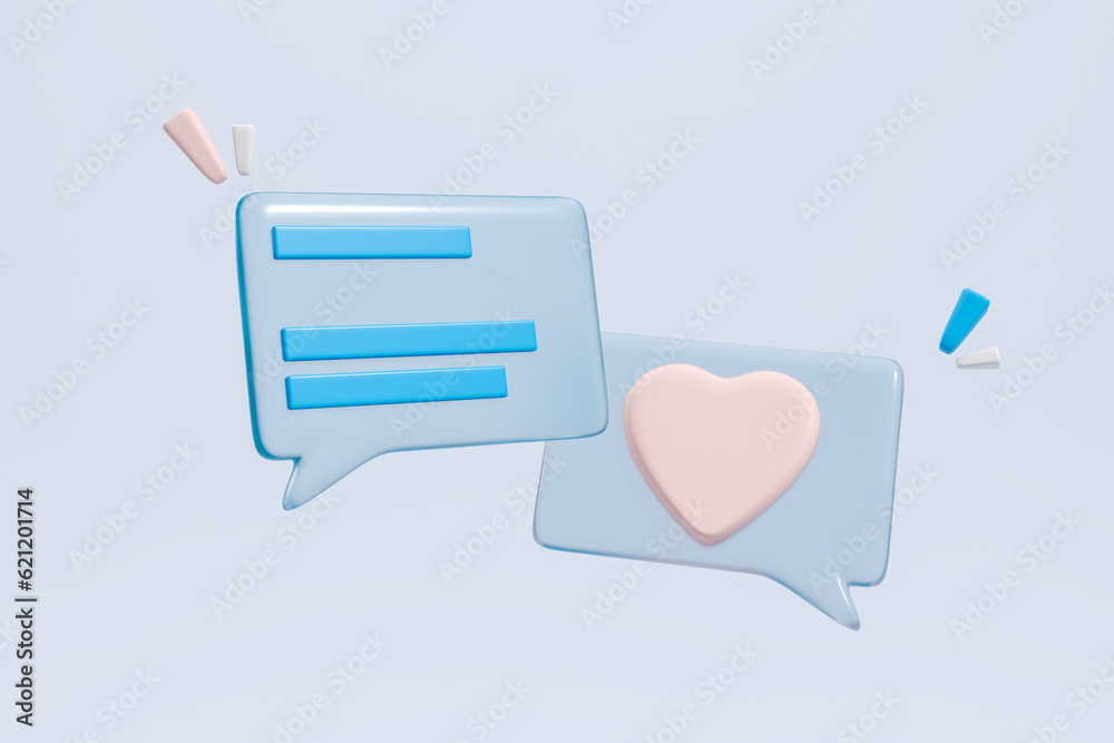 Speech bubbles, message with love letters. Social media and online communication Speech bubbles, message with love letters. Social media and online communication