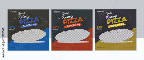  pizza  social media  business Fast food restaurant  marketing post or web banner template design with abstract background  Fresh