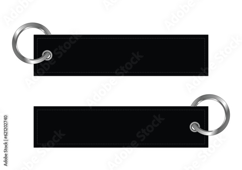 Blank black fabric keychain for template on white background, vector file
