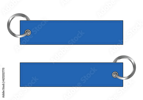 Blank blue fabric keychain for template on white background, vector file