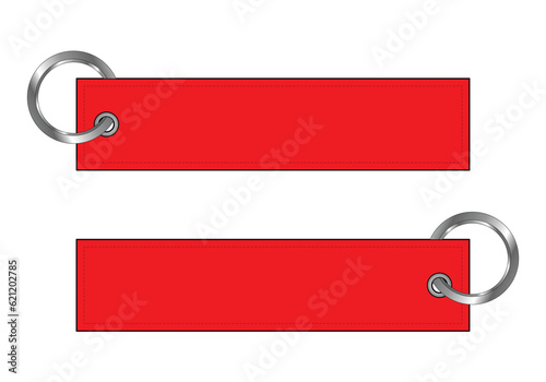 Blank red fabric keychain for template on white background, vector file