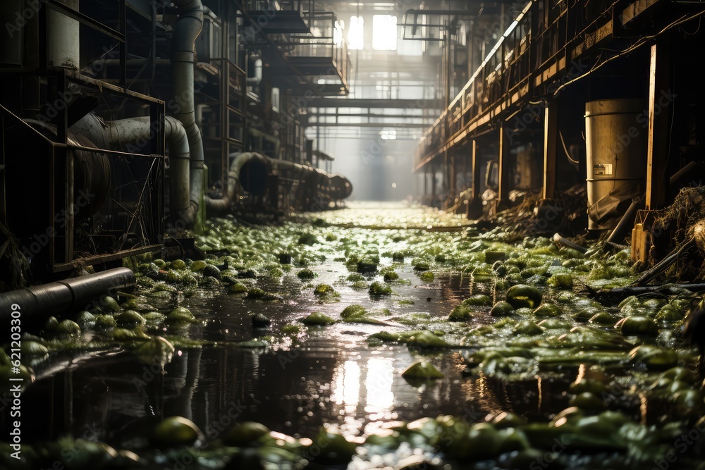 A photograph of an empty and decrepit swimming pool, with cracked tiles, overgrown vegetation, and a sense of faded summer memories in