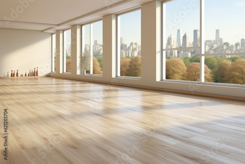 A spacious and well-ventilated yoga loft with high ceilings and advanced air filtration systems, prioritizing the well-being and comfort of yoga enthusiasts during their practice