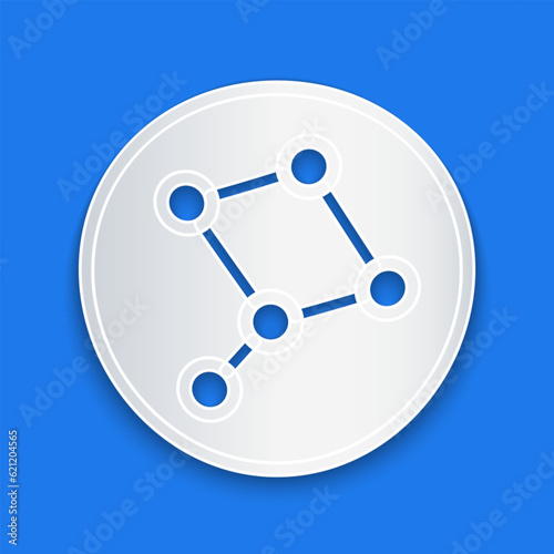 Paper cut Great Bear constellation icon isolated on blue background. Paper art style. Vector