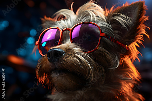 yorkshire terrier in sunglasses