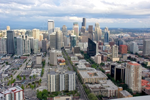 Aerial view of city of Seattle - Seattle, WA - USA