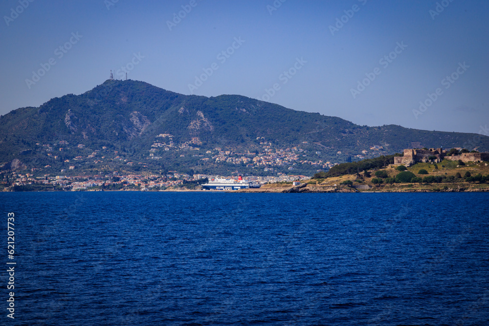View form Lesbos or Lesvos - a Greek island located in the northeastern Aegean Sea
