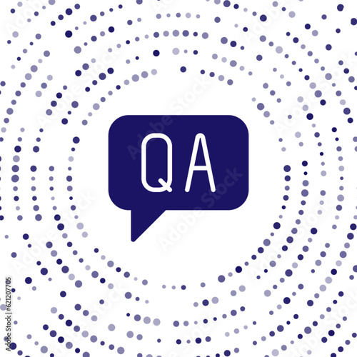 Blue Speech bubbles with Question and Answer icon isolated on white background. Q and A symbol. FAQ sign. Chat speech bubble and chart. Abstract circle random dots. Vector