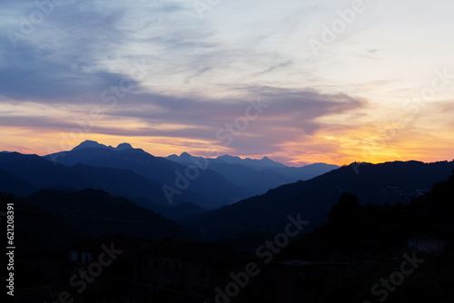 Sunset Carrara Mountains Italy