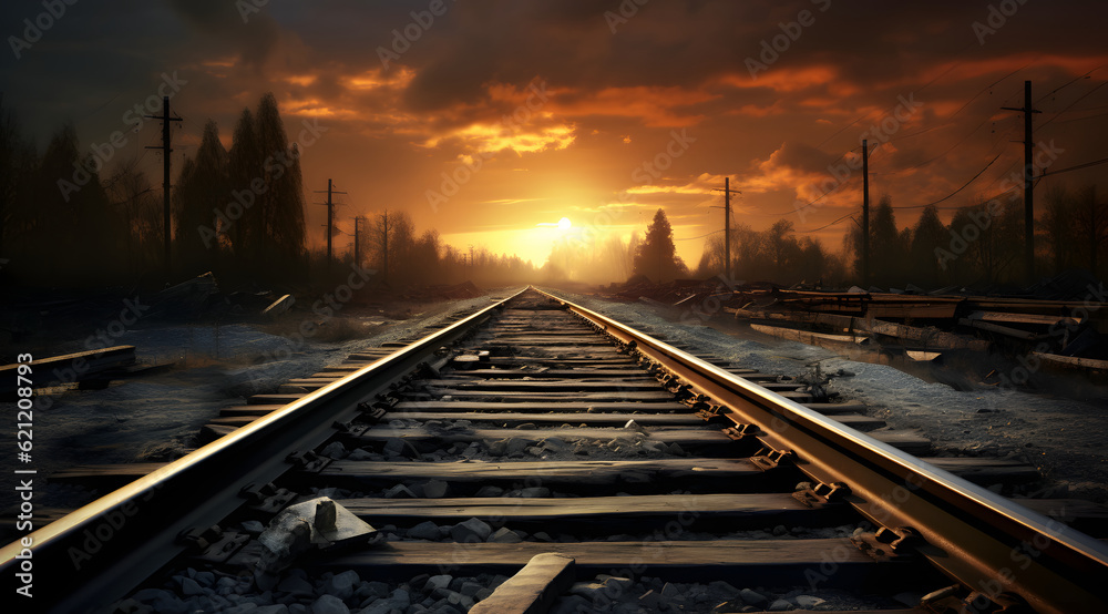 Railway in the sunset Railway in the sunset