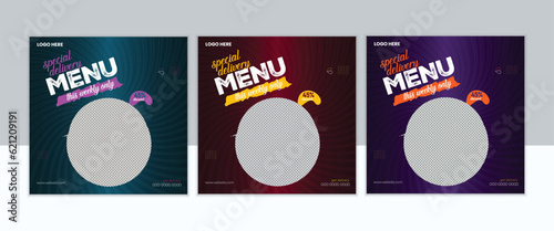 business Fast food restaurant  marketing social media post or web banner template design with abstract background,. Fresh pizza,
