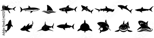 Shark icon vector set. sea ​​life illustration sign collection. fish symbol or logo.