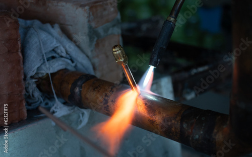 welding of copper pipes with gas