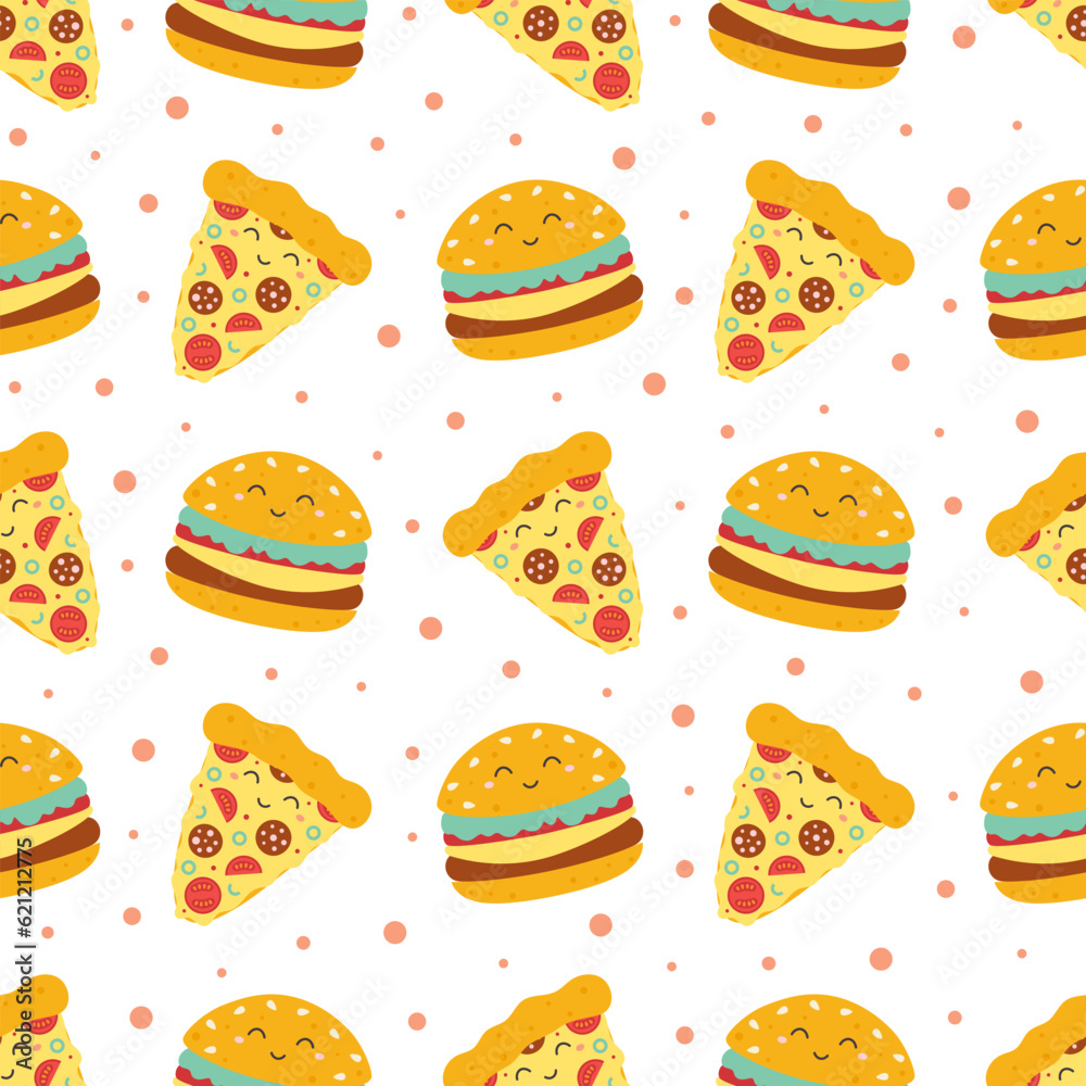 pattern with slice of pizza and burger