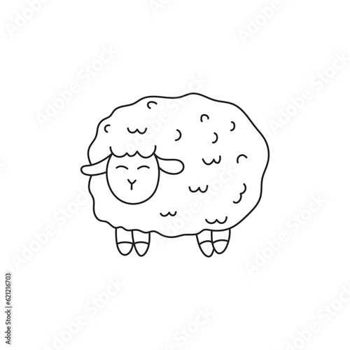 Hand drawn Kids drawing Cartoon Vector illustration cute sheep icon Isolated on White Background