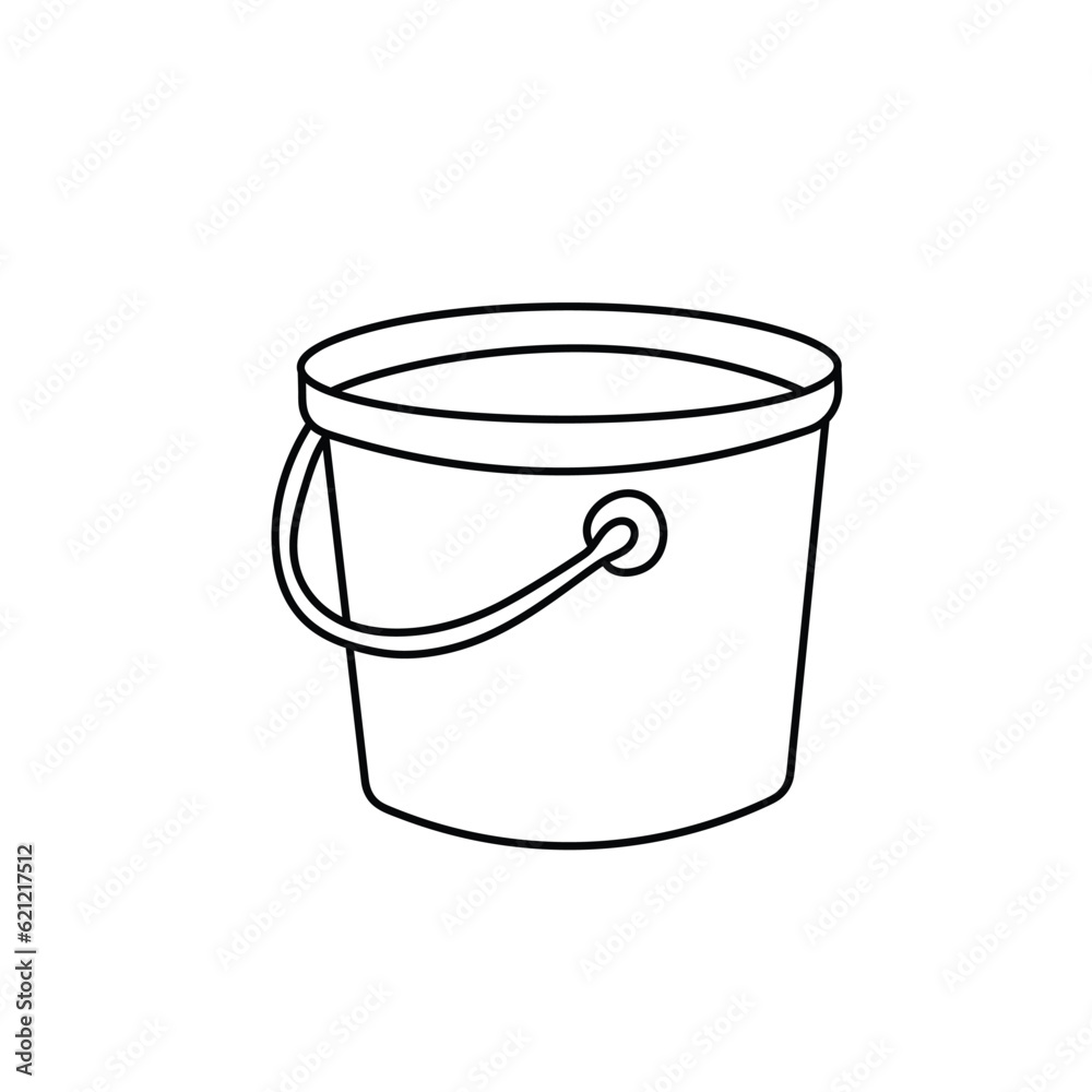 Hand drawn Kids drawing Cartoon Vector illustration cute plastic buckets with water icon Isolated on White Background Hand drawn Kids drawing Cartoon Vector illustration cute plastic buckets with water icon Isolated on White Background