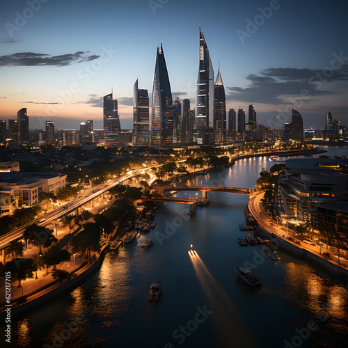 bahrain skyline nightview Manama 2030 photo