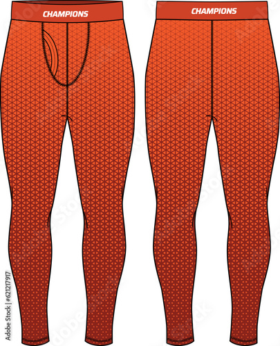 Sports base layer tights leggings Pants design flat sketch vector illustration, Compression trail pants concept with front and back view, pants for jogging, fitness, and running wear pants design.
